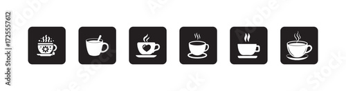 Cup hot icons set, Coffe or tea cups vector icon collection, hot coffee cup icon symbol, 
  Vector illustration EPS 10.