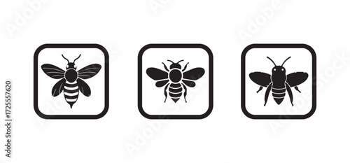 Bee vector icon, bee symbol, isolated on white background, Vector illustration EPS 10.