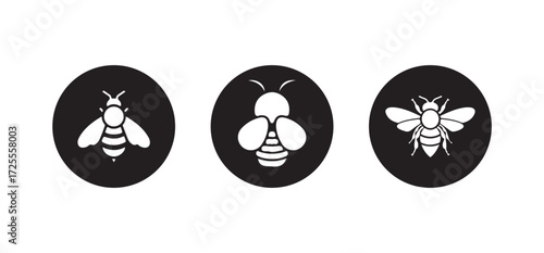 Bee silhouette, Black and white bee for honey design, Vector illustration EPS 10.