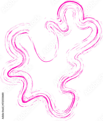 Squiggled, curved, textured and organic brush line, with a relaxed and handmade look, forming waves
