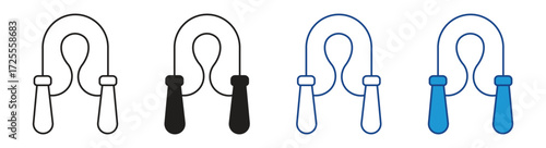 Jumping Rope Icon Set Isolated On White Background , Vector Illustration .
