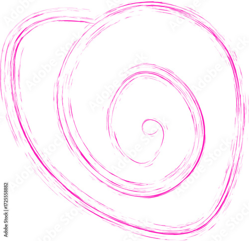 Scribbled, organic and textured lines forming a swirl