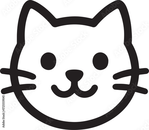 Adorable cat face outline for pet lovers and whimsical designs, perfect for logos, icons, or cute animal themes in your next creative project