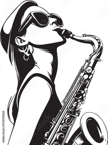 beautiful woman with saxophone