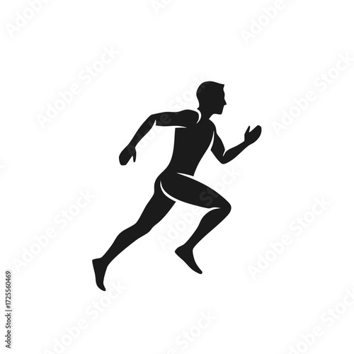Dynamic silhouette of a male runner in motion, showcasing athleticism and determination during a sprint.