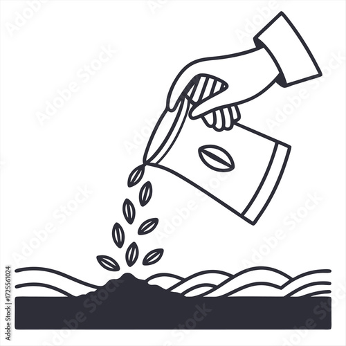 Minimal flat icon of a hand holding or dropping something