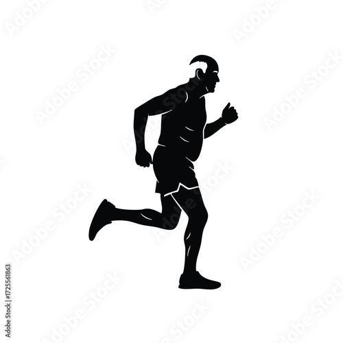 A dynamic silhouette of a runner in motion, showcasing athleticism and determination during exercise.