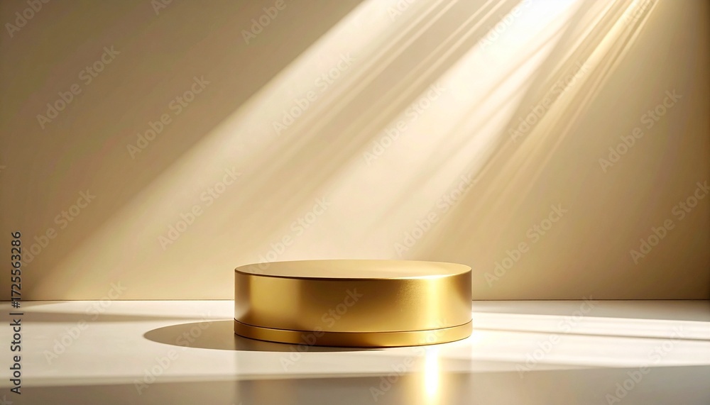Obraz premium Golden Display Platform with Soft Window Light
