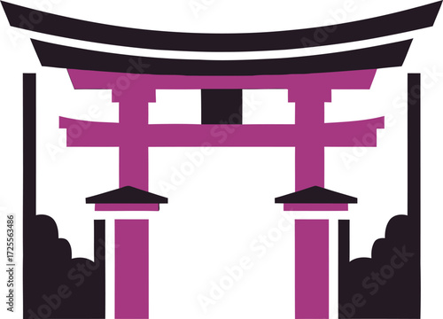 Elegant Torii Gate Illustration: Symbol of Japanese Culture.