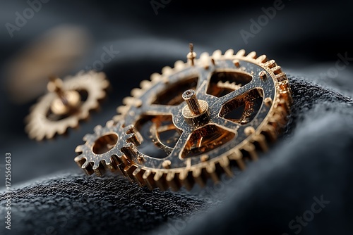 Abstract mechanical gear concept with golden tones high resolution picture