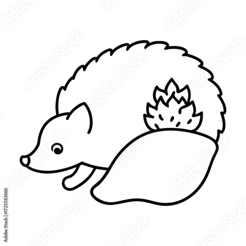 Christmas Coloring Book Vector | Hedgehog Cozy in Christmas Glove Nest