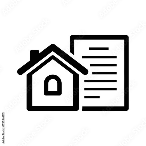 House and document icon silhouette vector illustration