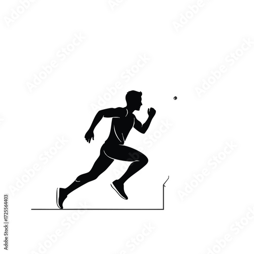 Dynamic silhouette of a runner sprinting forward, showcasing athleticism and determination in motion.