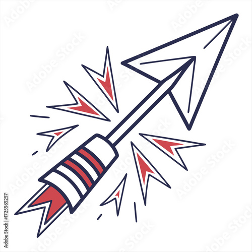 Minimal flat vector icon of a broken arrow indicating a change or disruption