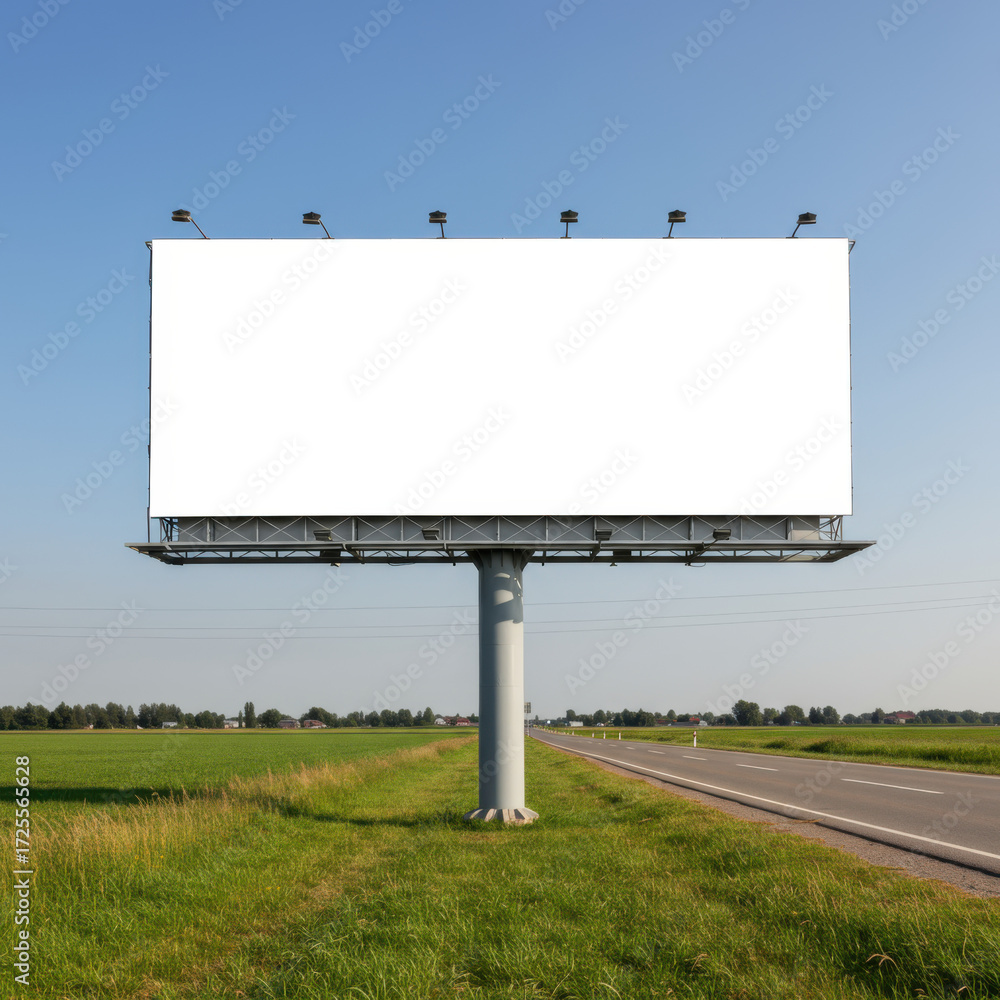 Obraz premium Large blank outdoor billboard on roadside for advertising mockup