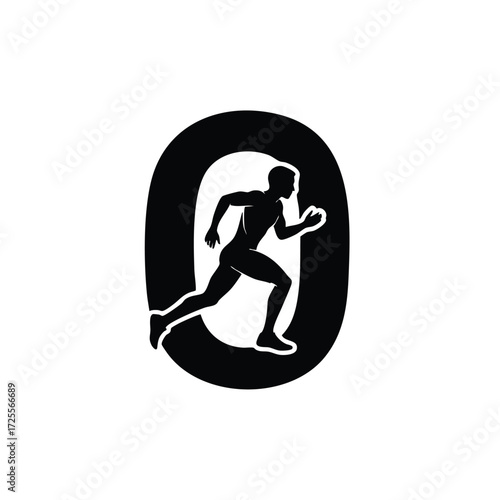 Dynamic silhouette of a runner in motion, emphasizing speed and athleticism with a bold .