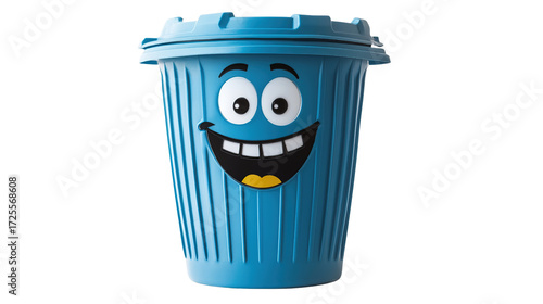 trash can with recycle sign Cartoon smile