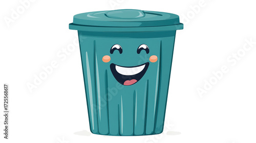 trash can with recycle sign Cartoon smile