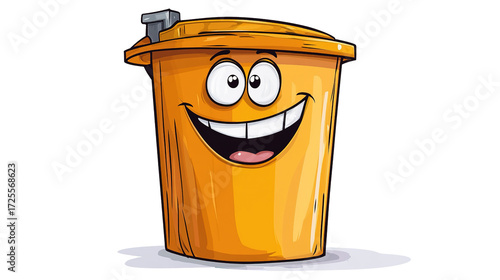 trash can with recycle sign Cartoon smile