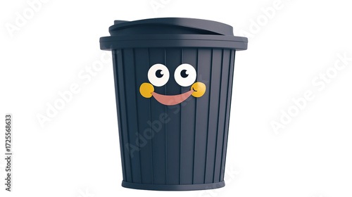 trash can with recycle sign Cartoon smile