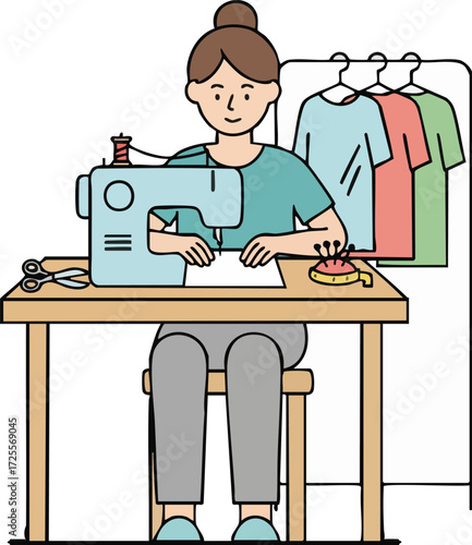 people sewing clothes