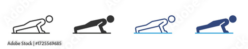 Push Up Exercise Icon set, vector illustration .