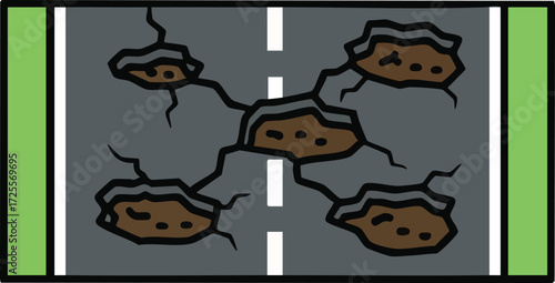 potholed road