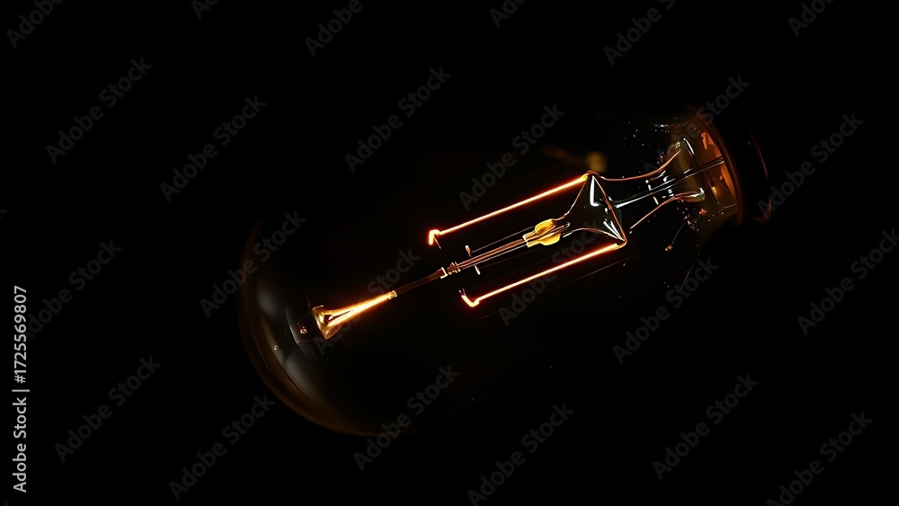 Naklejka premium Abstract glowing light bulb symbolizing innovation against a dark atmospheric backdrop.