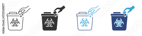 Medical Waste Disposal Icon , Biohazard Waste Container icon,