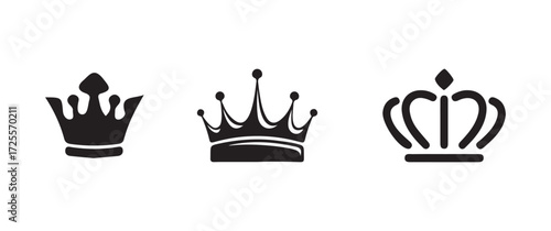 Crown icon, black crown symbol collection, silhouette crown collection, king crown icon,  vector illustration EPS 10.
