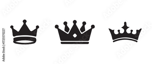 Simple and minimal king crown black silhouette, perfect royalty or leadership concepts in design projects, elegant Royal Symbol Design, vector illustration EPS 10.