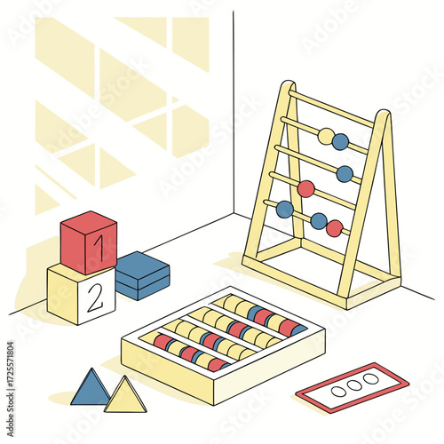 Children s educational toys including blocks and abacus