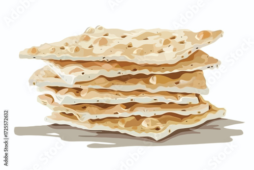 stacked pile of crispy saltine crackers isolated illustration