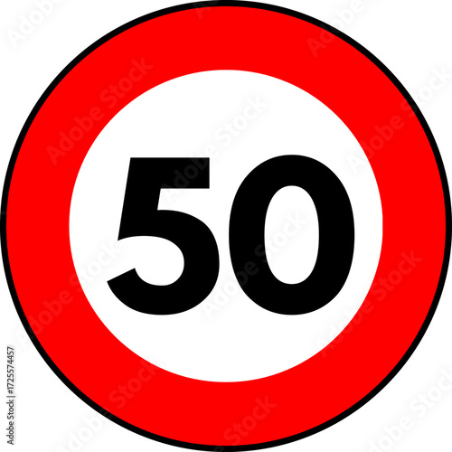 Speed limit 50 kmh traffic sign, Speed limit 50 sign