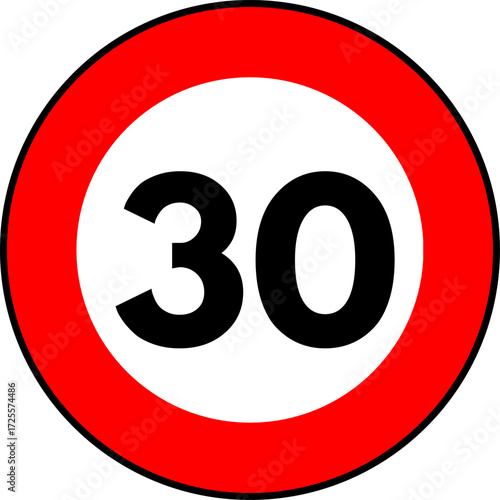 Speed limit 30 kmh traffic sign, Speed limit 30 sign