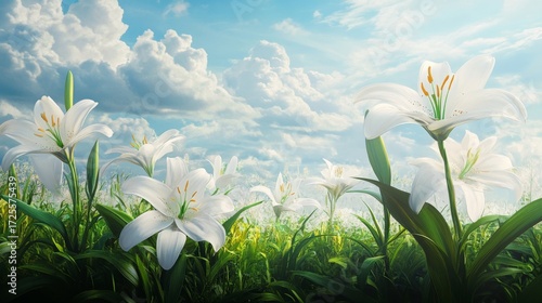 a field of lilies in the wild