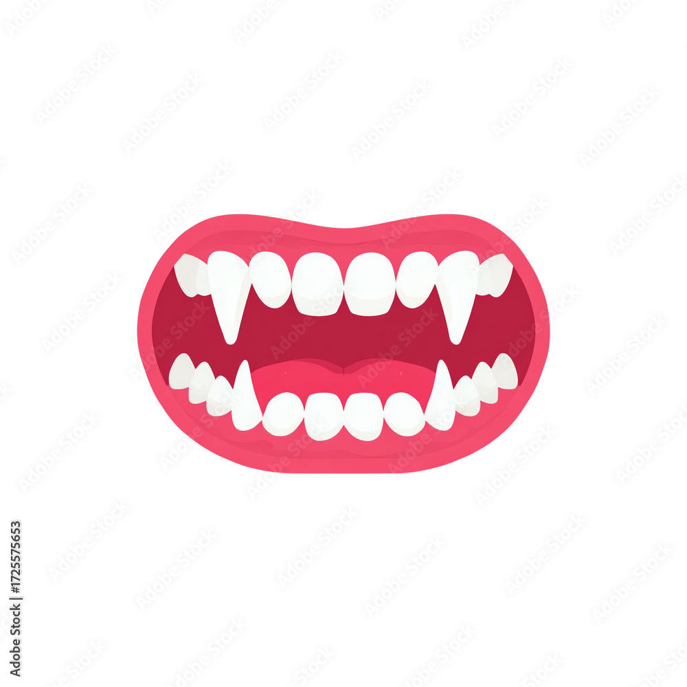 Fototapeta premium Illustration of a stylized mouth with fangs, embodying the theme of mystique and fantasy.