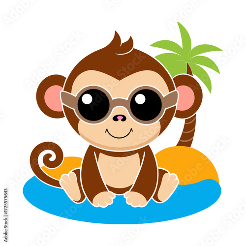 cute monkey sitting on a beach