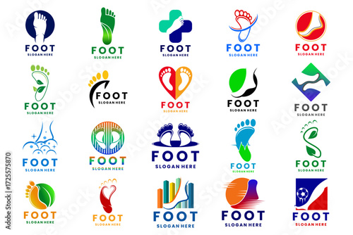 Set of Foot and Feet logo design vector template. Foot logo design collections