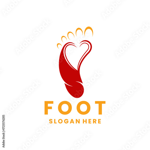 Human footprints combination with love line art logo design. Foot love logo vector. Foot business logo