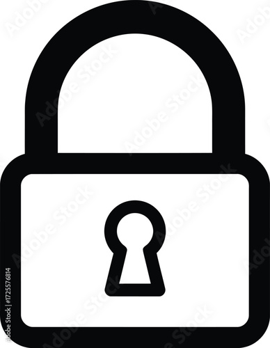 Simple black outline padlock icon symbolizing security and protection digital graphic isolated on transparent background