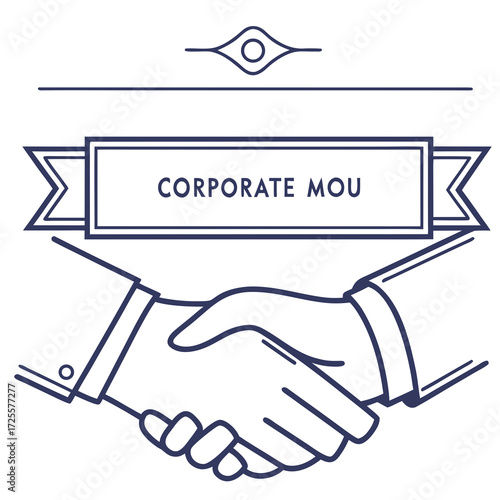 Corporate mou agreement illustration with two hands shaking in a formal handshake symbolizing partnership and collaboration