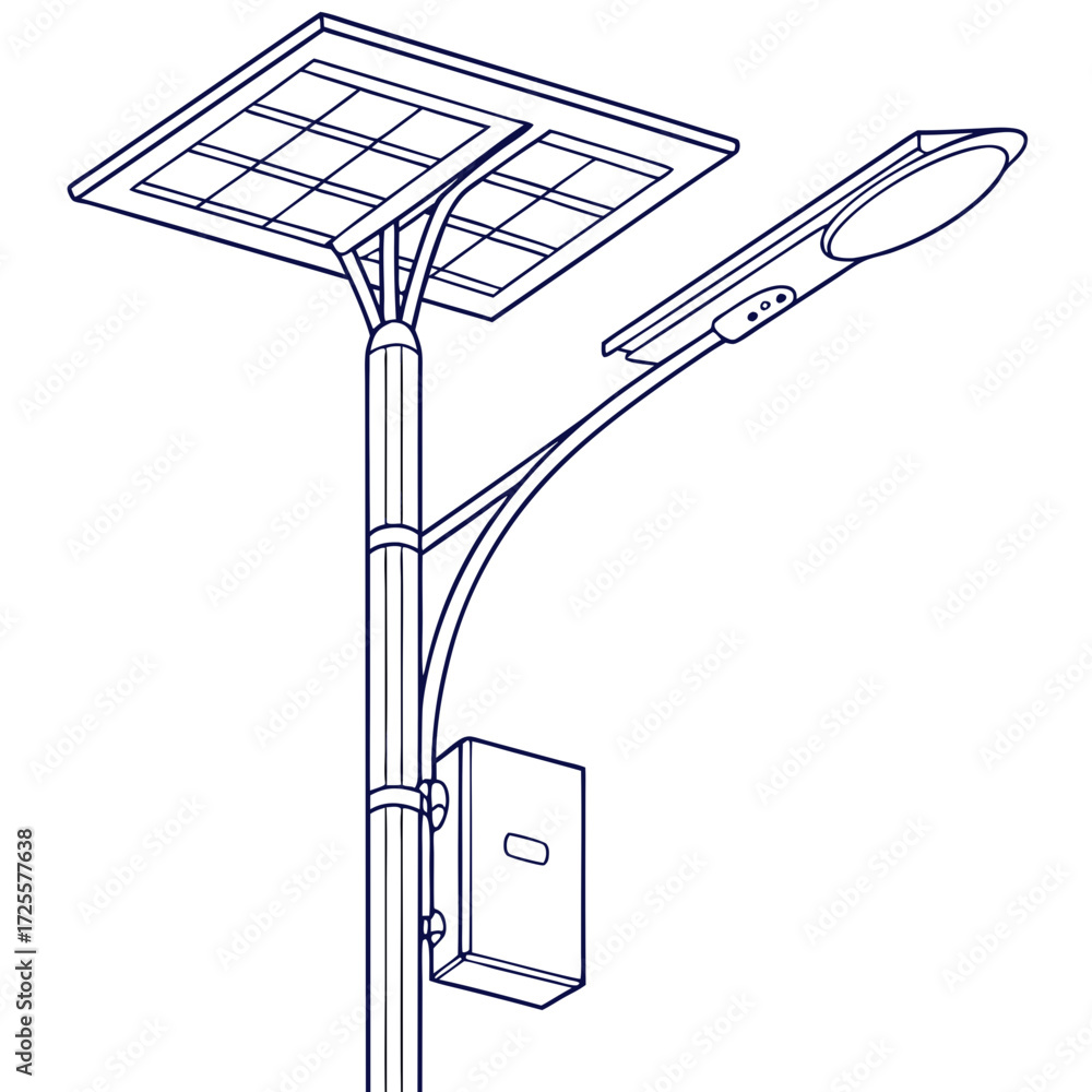 Obraz premium Modern solar powered street lamp with integrated panel and light fixture on a pole