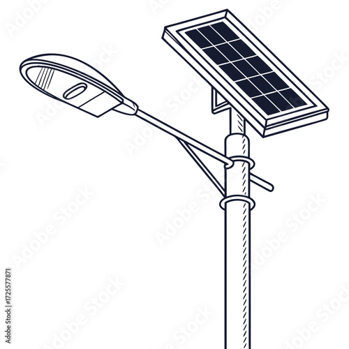 Modern street lamp powered by a solar panel mounted on a pole for sustainable urban lighting solutions