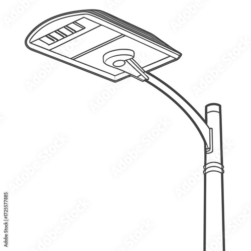 Modern street lamp outline drawing on a white background for design and illustration purposes