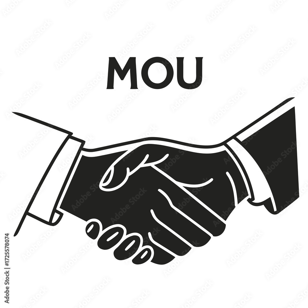 Fototapeta premium Symbolic illustration of a handshake representing a memorandum of understanding agreement between two parties