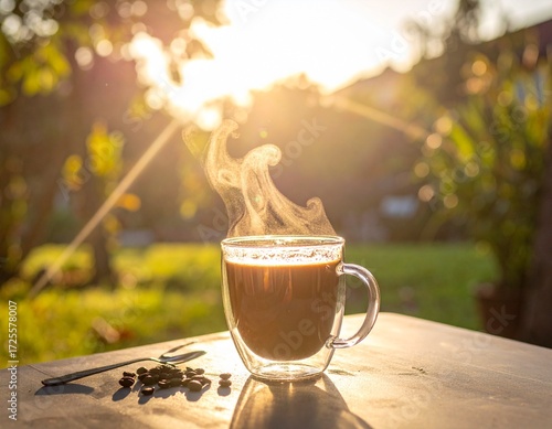 cup of coffee on wooden table