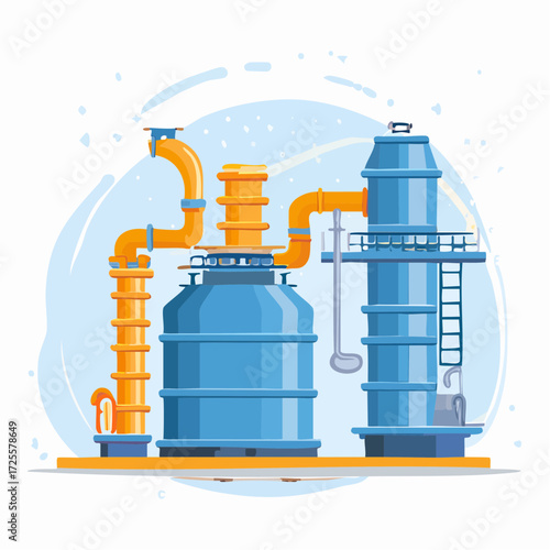 Industrial Processing Plant Flat Design