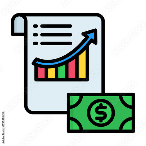 Deferred Revenue Line Color Vector Icon