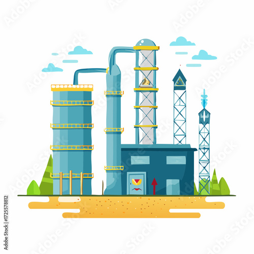 Industrial Chemical Plant Facility Illustration